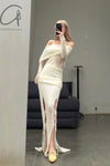 SWAYING/KNIT Japanese paper furry maxi skirt SW22SSB22 white
